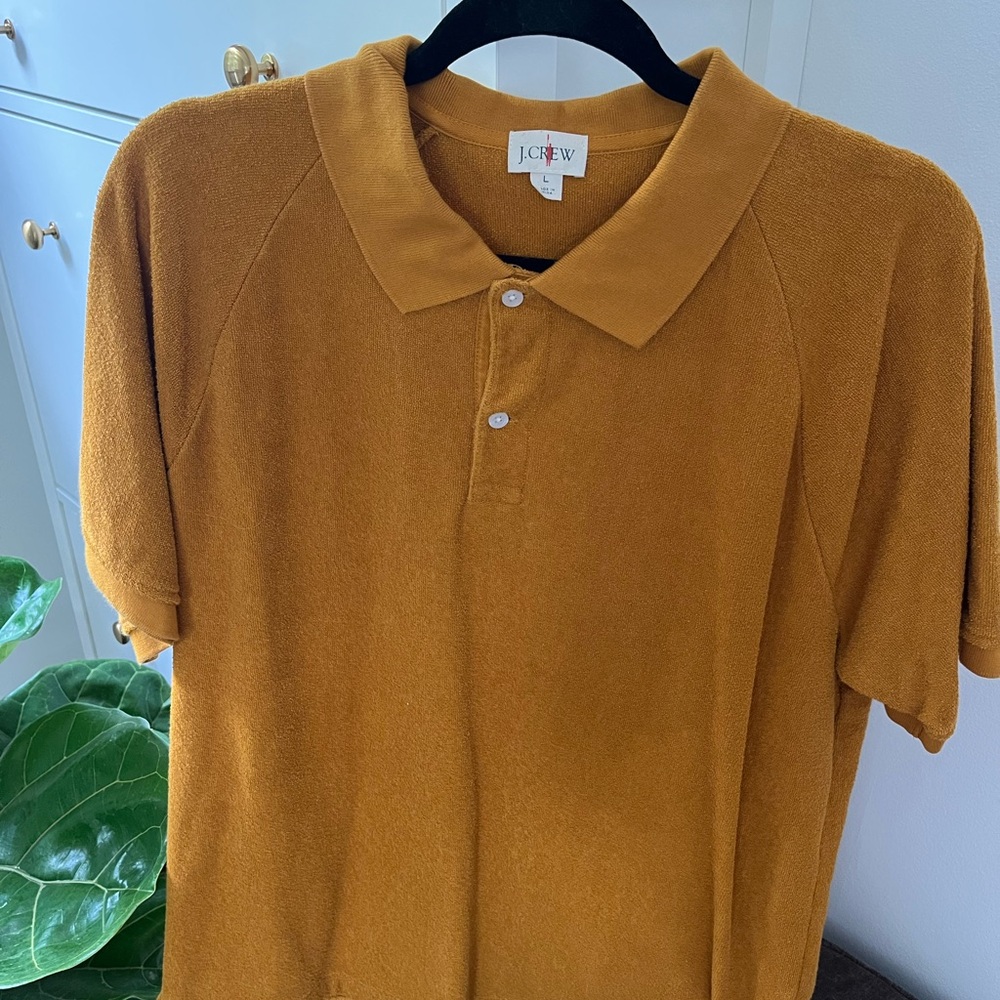 J. Crew Men's Golden Terrycloth Polo Shirt